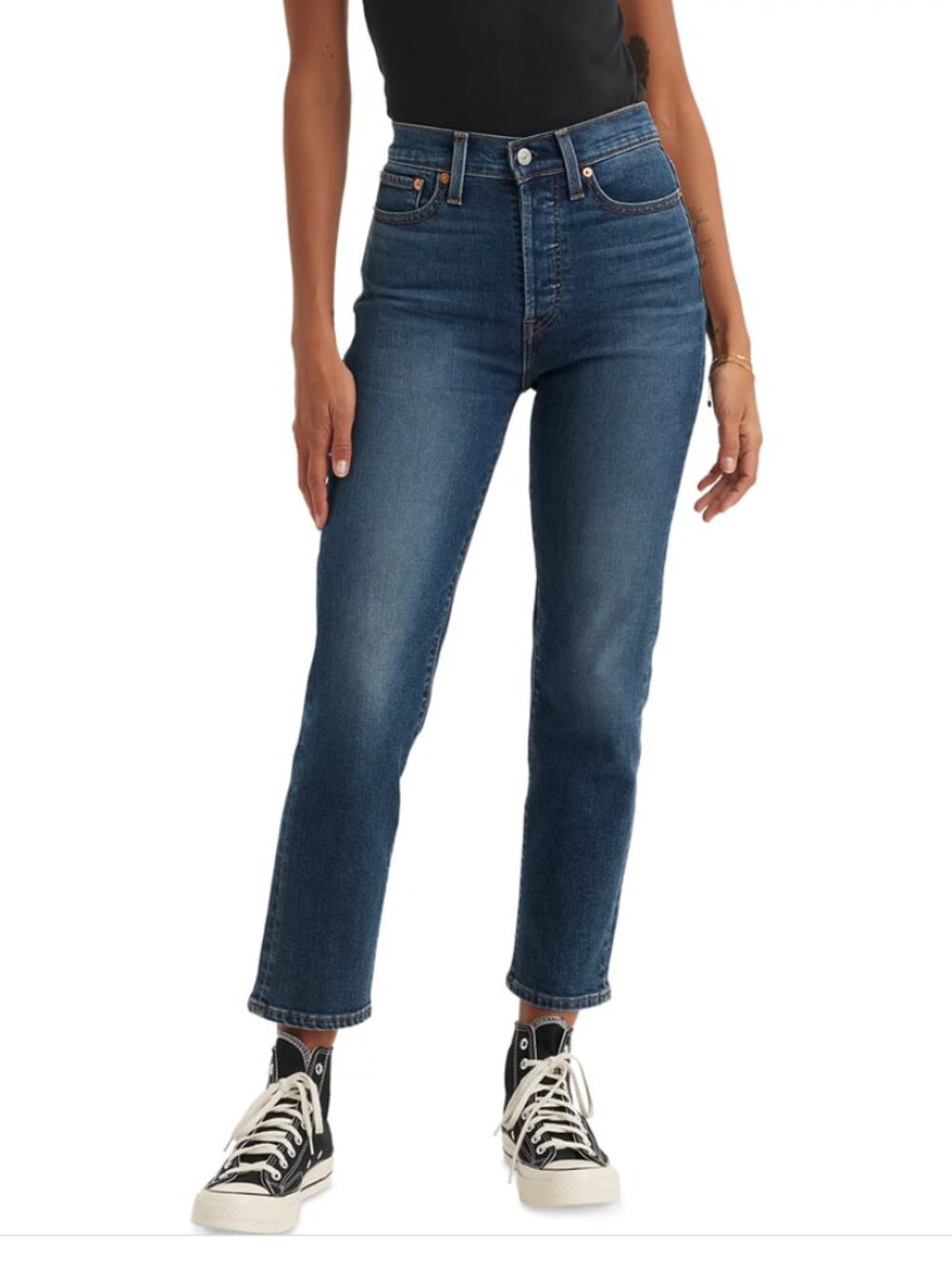 Levis Women's Wedgie Straight-Leg High-Rise Cropped Jeans 27